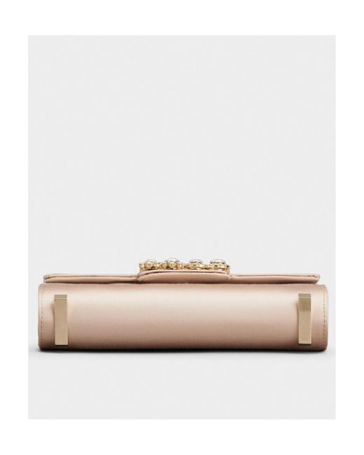 Roger Vivier Natural Embellished Foldover Top Tote Bag