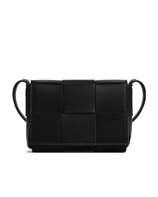 Bottega Veneta Black Intreccio Cassette Mini Crossbody Bag