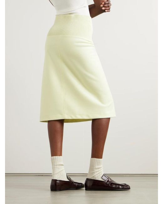 Jil Sander Natural Ribbed Midi Skirt