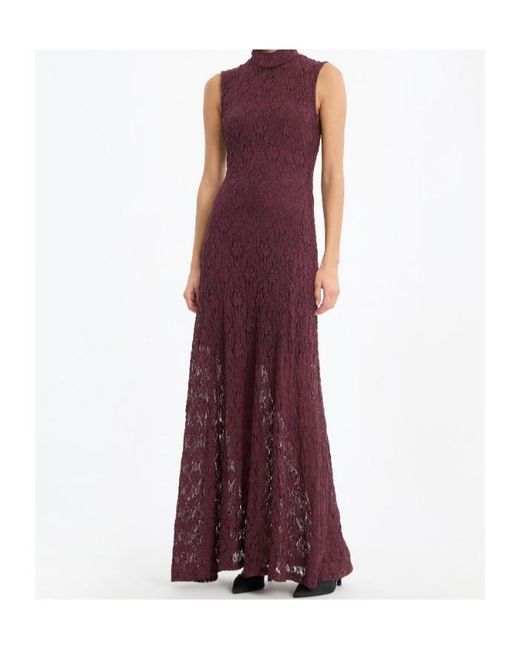 ROTATE BIRGER CHRISTENSEN Purple Lace Flared Maxi Dress