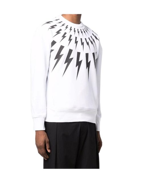Neil Barrett White Graphic-Print Long-Sleeved Jumper for men