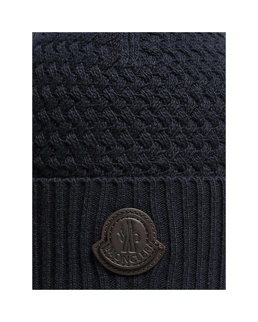 Moncler Blue Cable Knit Hat for men