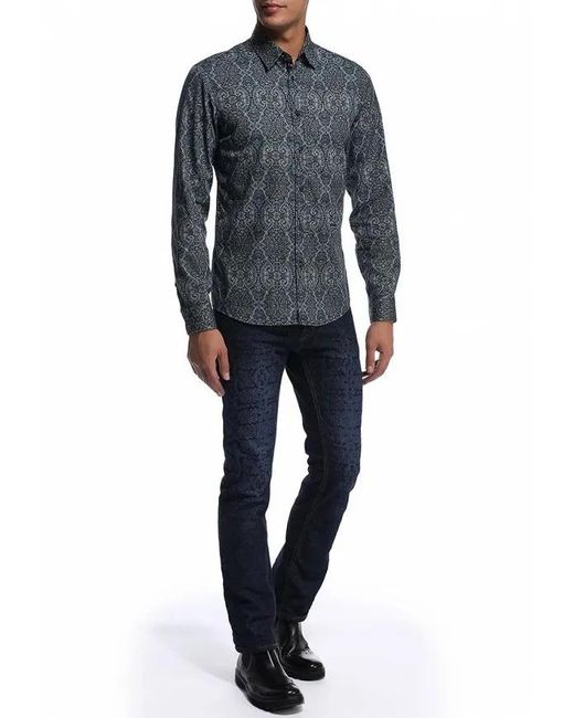 Just Cavalli Blue Printed Shirt for men