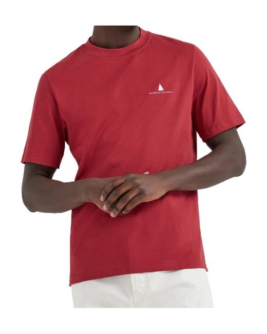 Brunello Cucinelli Red Cotton T-Shirt for men