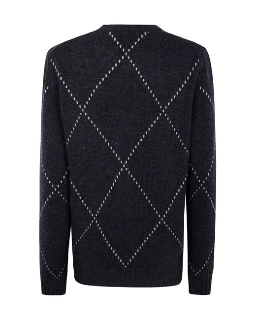 Gran Sasso Blue Diamond-Pattern Wool Sweater for men