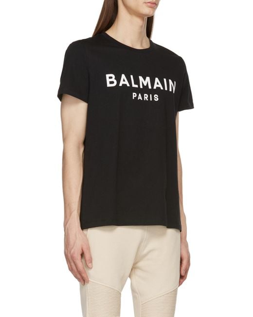 Balmain Black Logo-Print Short-Sleeved T-Shirt for men