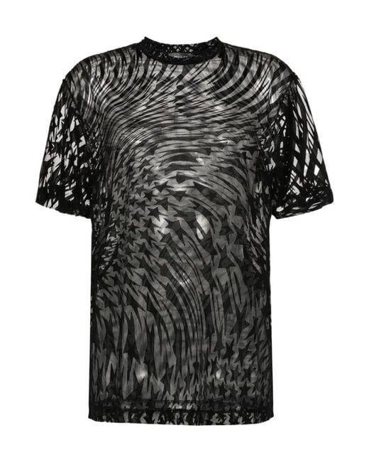 Mugler Black Flocked-Print T-Shirt for men