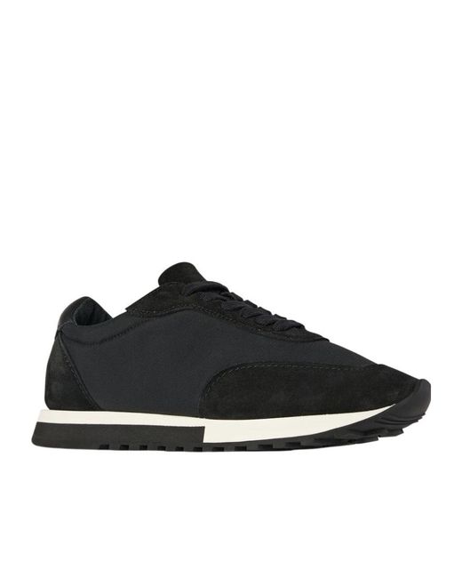 The Row Black Round-Toe Lace-Up Sneakers