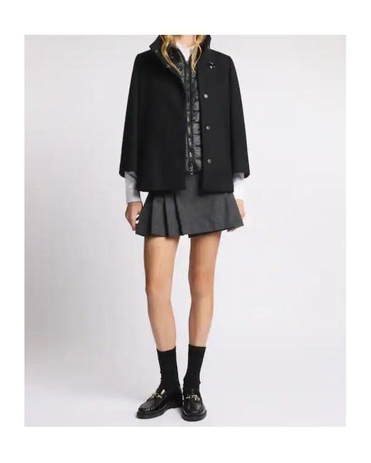 Fay Black Cape Wool Blend Coat