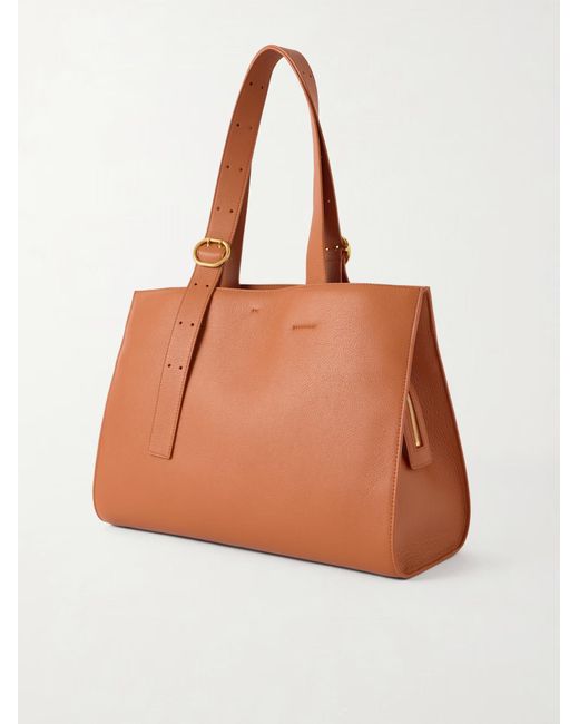 Jil Sander Brown Buckle-Strap Tote Bag