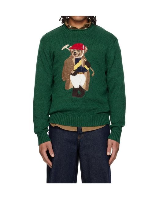 Polo Ralph Lauren Green Polo Bear Long-Sleeved Sweater for men