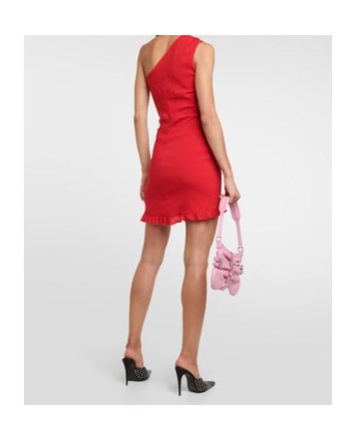 Blumarine Red Floral-Appliqué Crêpe Minidress