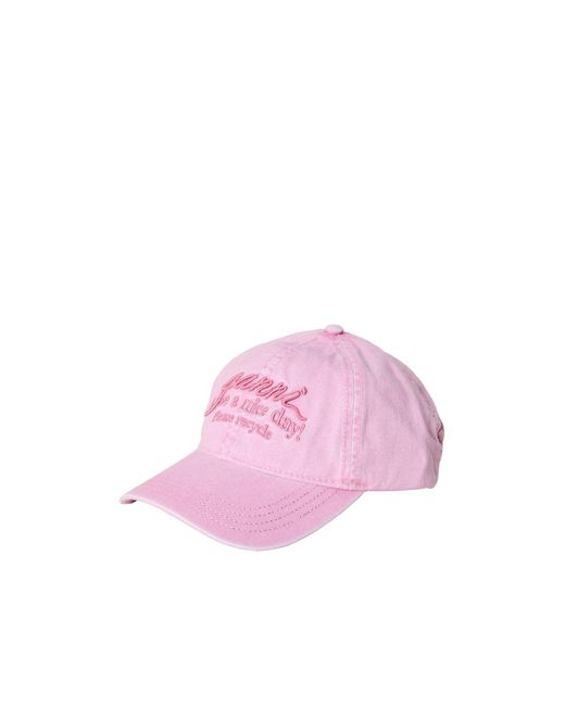 Ganni Pink Solid Color Baseball Cap