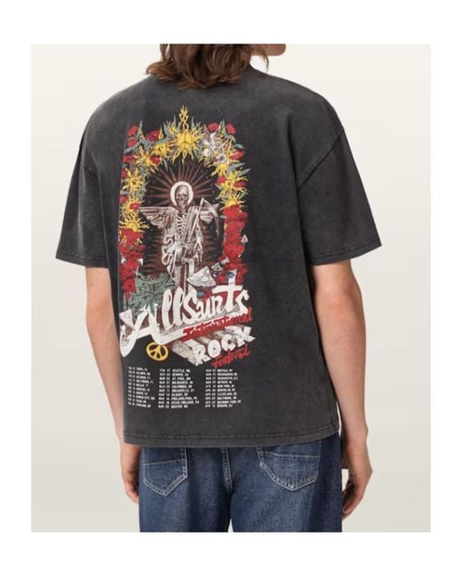 AllSaints Black Roque Graphic-Print T-Shirt for men