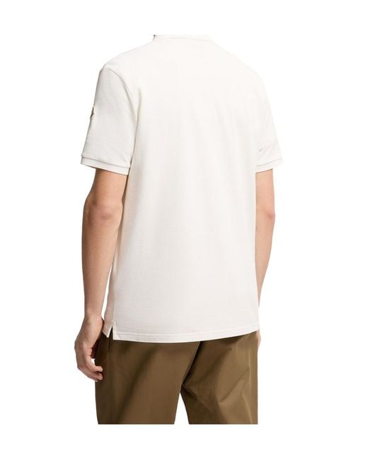 Moncler White Logo-Trim Polo Shirt for men