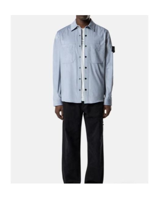Stone Island Blue Regular-Fit Overshirt With Pockets for men