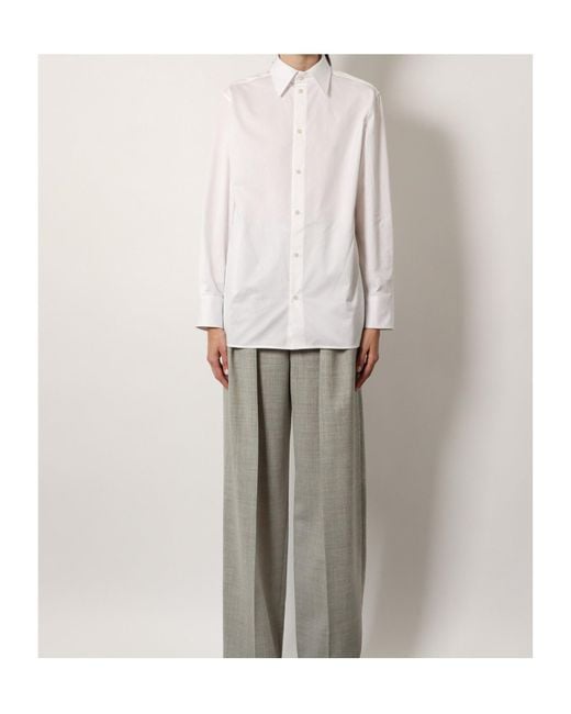 Saint Laurent White Striped Button-Up Shirt