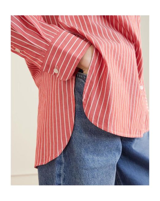 Nili Lotan Pink Yorke Striped Cotton Shirt