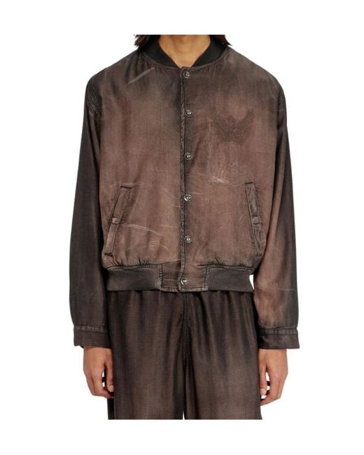 DIESEL Brown D-Belmor- Embroidered Bomber Jacket for men