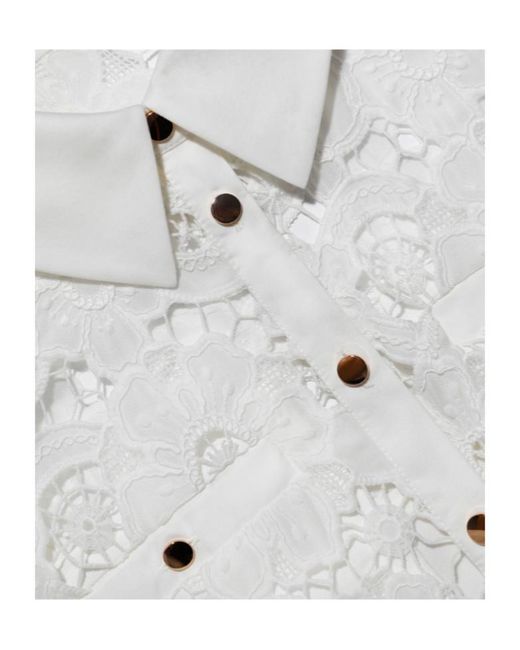 Self-Portrait White Lace Collared Maxi Dress