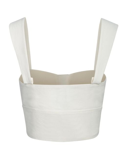 Pinko White Button-Detailed Crop Top