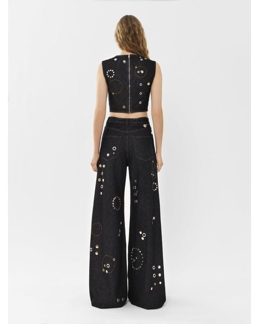 Chloé Black Stud-Embellished Crop Top