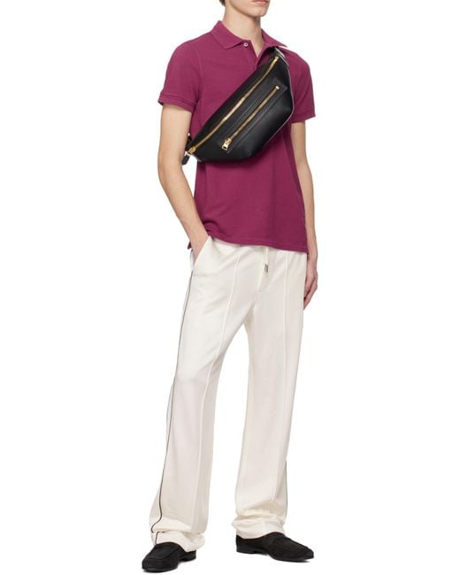 Tom Ford Red Buckle Short Sleeve Polo Shirt for men