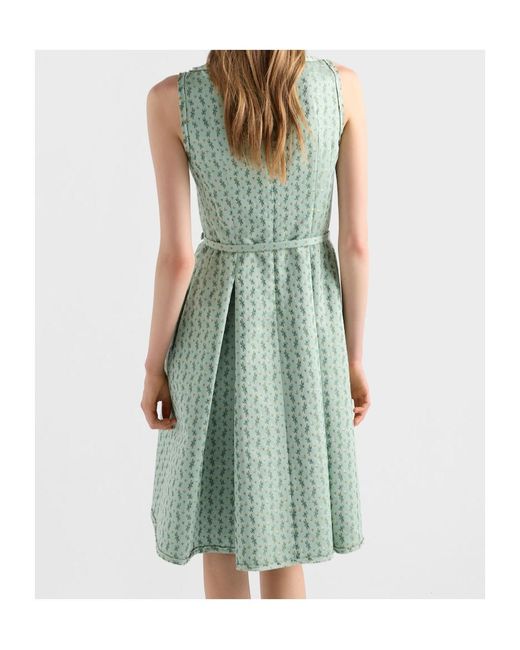Prada Green Floral Print Duchess Dress
