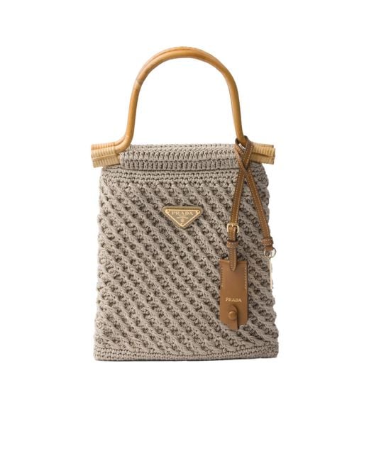 Prada Brown Cotton Crochet Mini-Handbag