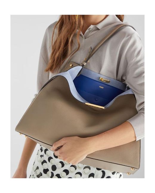 Fendi Blue Way Twist-Lock Large Tote Bag