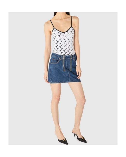 MARINE SERRE Black Moon Print Suspender Belt