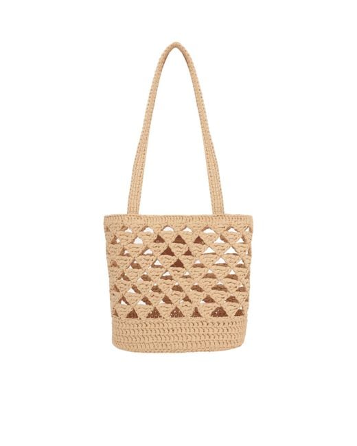 Prada Metallic Woven Fabric Crochet Tote Bag