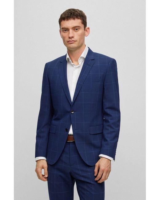 Boss Blue Long-Sleeved Suit Coat for men