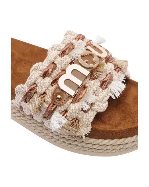 Mou Brown Round Toe Slippers