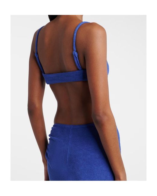 Christopher Esber Blue Cotton Blend Terry Cloth Bra Top