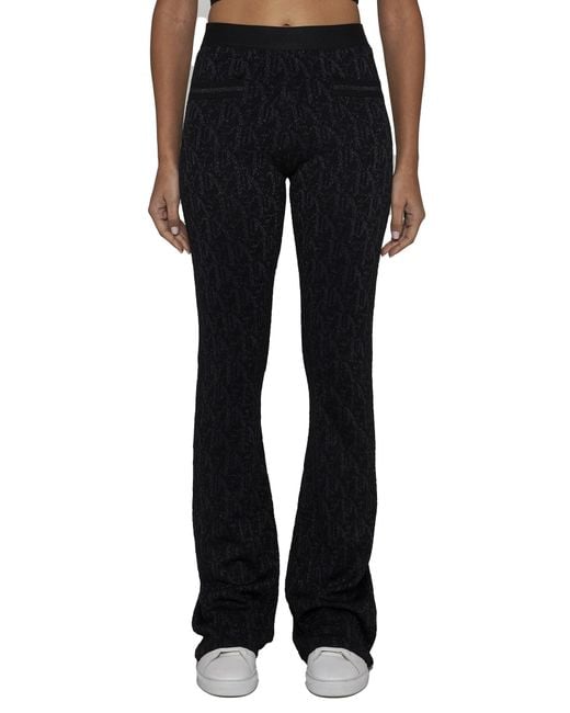 Palm Angels Black Monogram Jacquard Knitted Pants