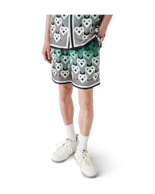 Casablanca Green Gradient Monogram Satin Shorts for men