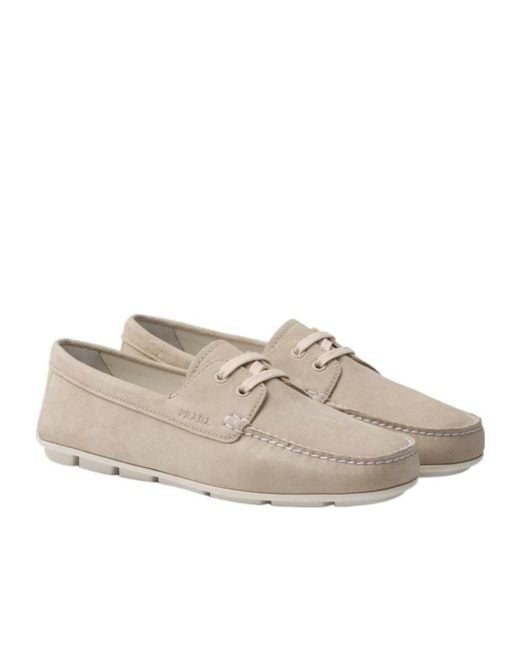 Prada Gray Round-Toe Driving Shoes