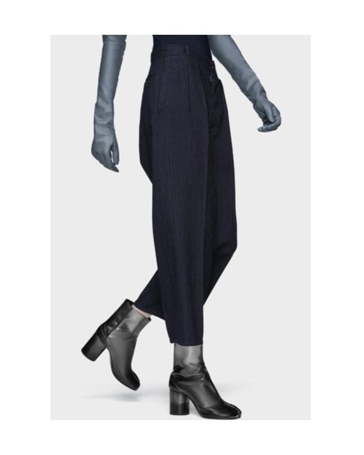 Maison Margiela Blue Pinstripe Wool Trousers