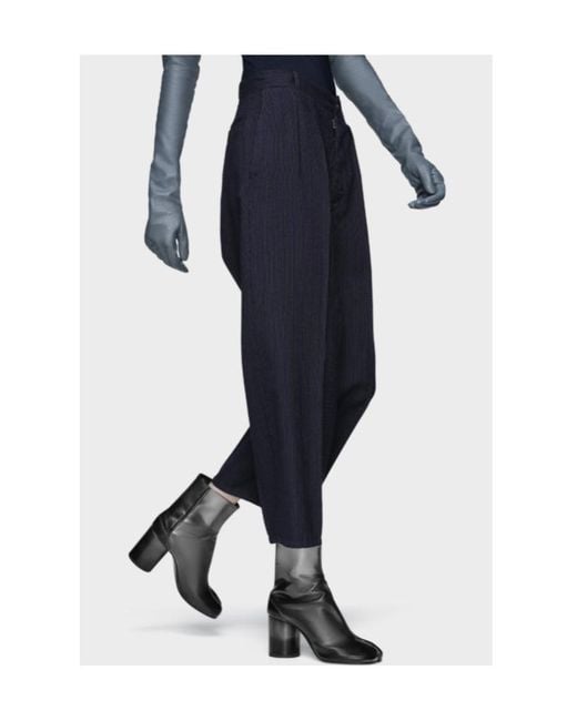 Maison Margiela Blue Pinstripe Wool Trousers