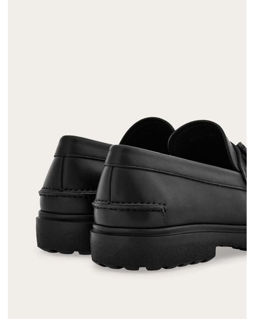 Ferragamo Black Loafer With Gancini Buckle for men
