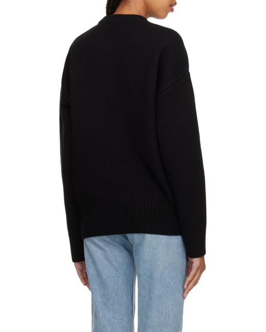 AMI Black Ami Logo Intarsia Crewneck Knitted Jumper for men