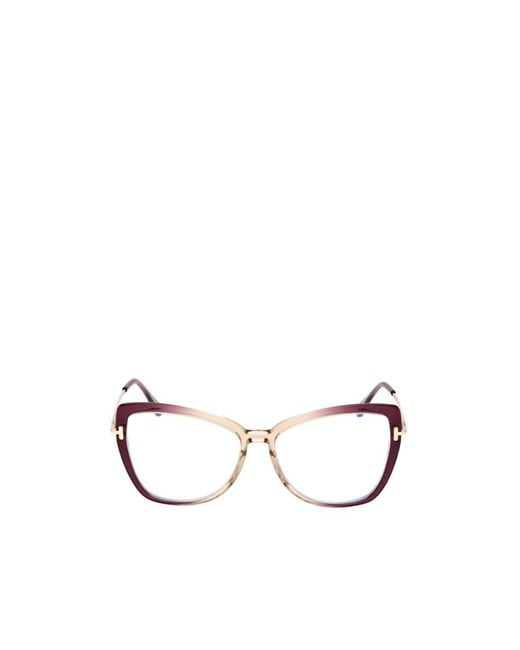 Tom Ford White Eyewear Butterfly Frame Glasses