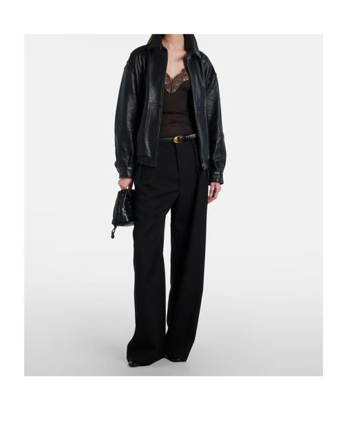 Nour Hammour Black Long-Sleeved Leather Jacket