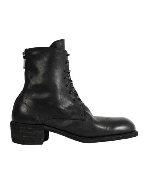 Guidi Black Lace-Up Ankle Boots