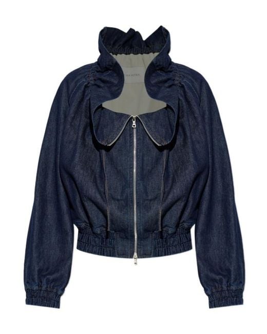 Dries Van Noten Blue Voly Ruffled Denim Jacket