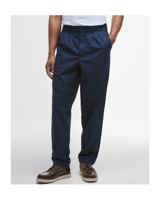 Barbour Blue Elastic Waist Trousers for men