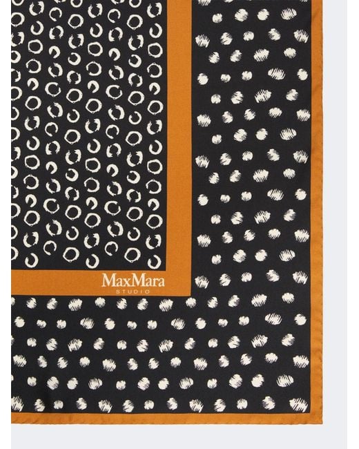 Max Mara Black Taquila Polka-Dot Silk Scarf
