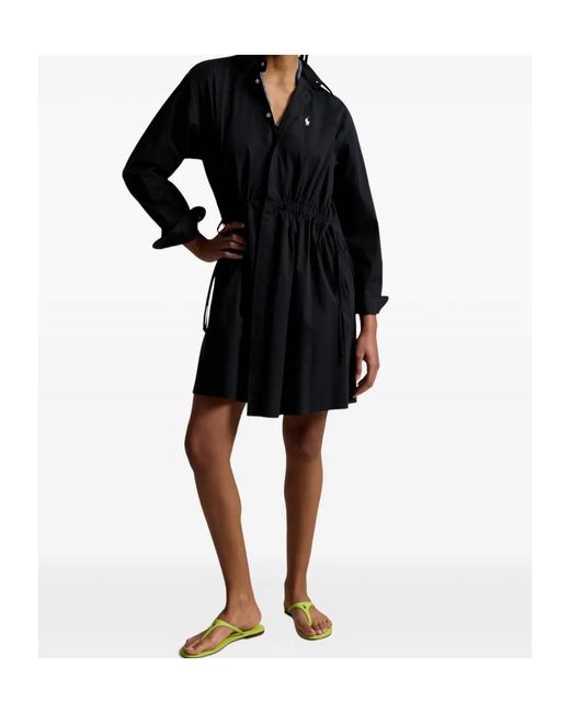 Polo Ralph Lauren Black Long-Sleeve Cotton Mini Dress
