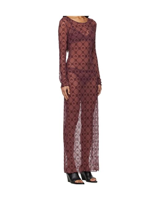 MARINE SERRE Red Moonogram Mesh Flock Dress